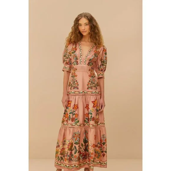 strapless open back dress Farm Rio Pink Flower Maxi Dress – Monelle Vermont